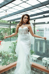 Netlace Mermaid Gown with Bustier Bodice