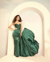 Basil Green Satin Gown
