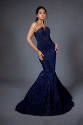 Blue pleated Gown