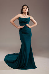 Strapless Mermaid Velvet Gown