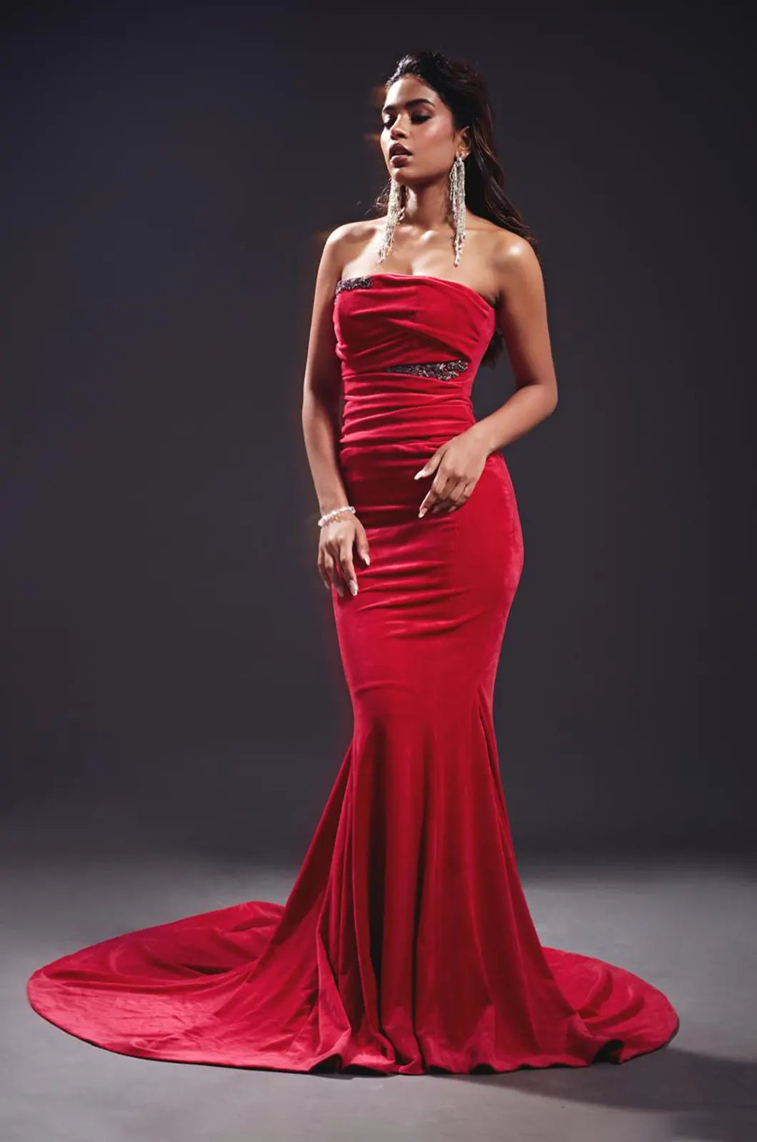 Hot pink suede gown