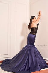 Black Rhinestone corset and blue mermaid gown