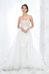 Overskirt gown with Inverted Sweet Heart Neckline